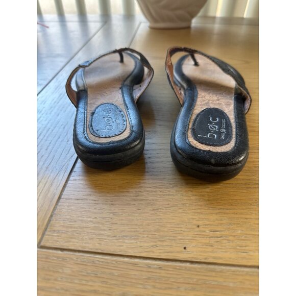 B.O.C. Size 6 Leather Womens Thong Sandals Slip On Cushioned Soles Black - Picture 5 of 6